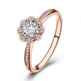 Anello solitario con diamante in oro rosa - Jasmin étoilé