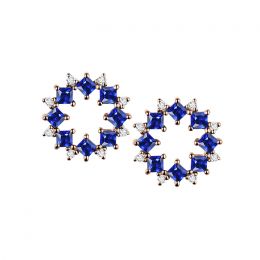 Orecchini a Lobo Bleuet - Oro Rosa, Diamanti & Zaffiri