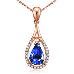 Ciondolo Larme de joie - Oro Rosa 18kt, Zaffiro & Diamanti