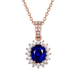 Ciondolo in oro rosa, diamanti e zaffiro 1.50ct
