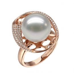 Anello Sarlette - Perla dei Mari del Sud Bianca e Oro Rosa