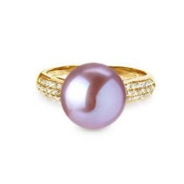 Anello Cyrène. Perle Lavande Oro giallo, Diamanti