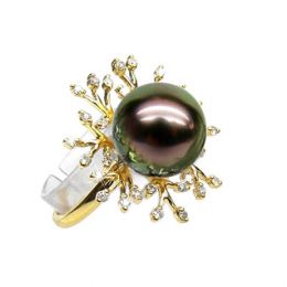 Anello Coraliens - Oro Giallo, Diamanti e Perla di Tahiti