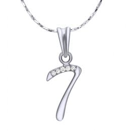 Ciondolo chiffre 7 - Oro bianco 18kt - Diamanti 0.01ct