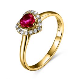 Anello Di Fidanzamento Gisel - Oro Giallo, Diamanti & Rubino Birmano