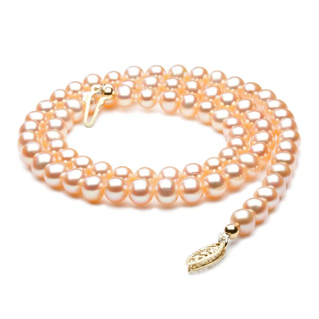 Collana Di Perle D'acqua Dolce Rosa Naturale – Filato 36 Pollici, Perle 7-8 Mm Con Chiusura Argentata