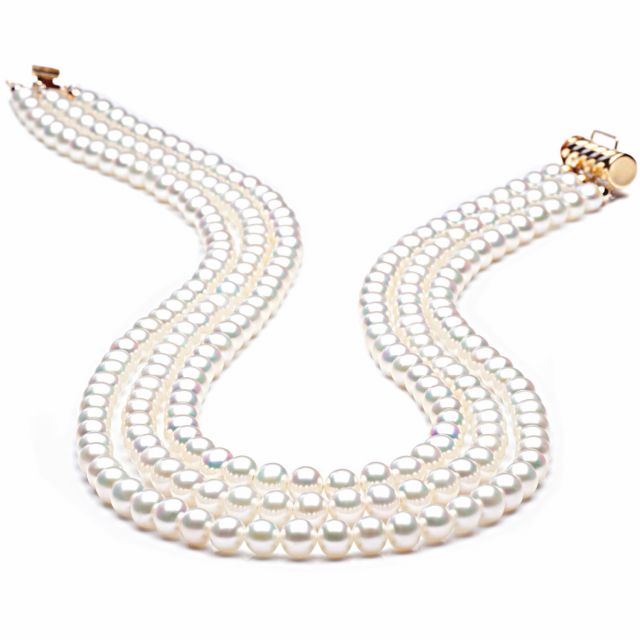 Collana Statement 3 Fili &ndash; Perle Di Vetro E Cristalli &ndash; Chiusura Fantasia Con Estensore 18+2&Prime; &ndash; Campione Prototipo
