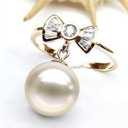 Anello Nodo Farfalla - Oro Rosa 18kt, Diamanti e Perla d'Acqua Dolce