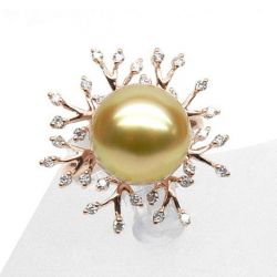 Anello Coraline - Perla dei Mari del Sud Dorata e Oro Rosa