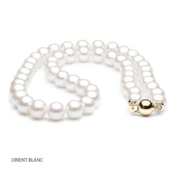 Collana Café Concert  - Perle d'Acqua Dolce Bianche - 7.5/8mm, AAA oro giallo