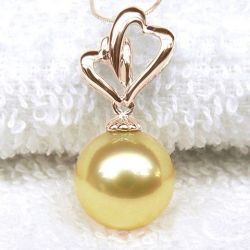 Ciondolo Cuori Dorati - Oro Rosa & Perla Gold dei Mari del Sud
