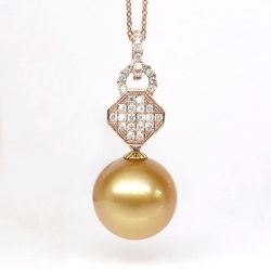 Ciondolo Romano - Oro Rosa, Diamanti & Perla Gold dei Mari del Sud