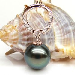 Ciondolo Anello - Oro Rosa, Diamanti e Perla di Tahiti