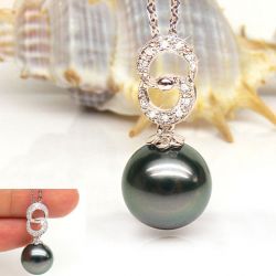 Ciondolo Anelli Baka - Oro Rosa, Diamanti e Perla Tahiti