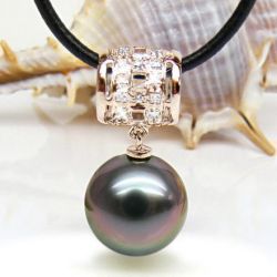 Ciondolo Kastos - Oro Rosa, Perla Tahiti e Collana Cuoio