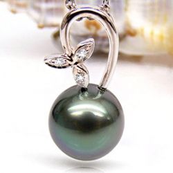 Ciondolo Foglie Ithaque - Oro Rosa & Perla di Tahiti Nera