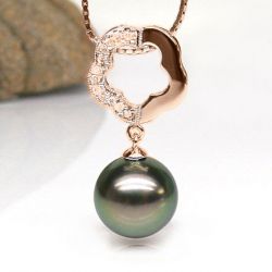 Ciondolo Fiore Barbade - Oro Rosa, Diamanti e Perla Tahiti