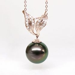 Ciondolo Galiano - Oro Rosa, Diamanti e Perla di Tahiti