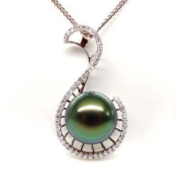 Ciondolo Grâce - Oro Rosa, Diamanti e Perla Tahiti