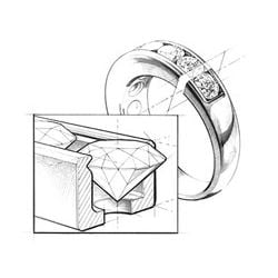 Anello Simone de Beauvoir - Oro Bianco e Pavé Zaffiri Princess a Binario