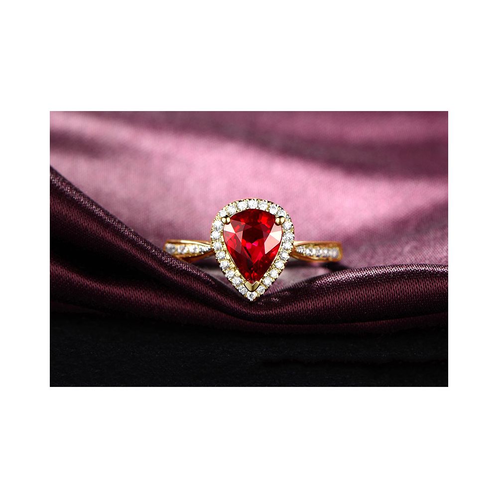 Anello Contessa - Oro Giallo, Rubino Pera & Diamanti - 3