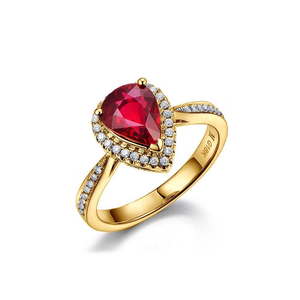 Anello Contessa - Oro Giallo, Rubino Pera & Diamanti - 1