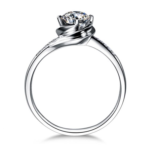 Anello di Fidanzamento Rose Vertige - Diamante Solitario Composto & Oro Bianco | Gemperles