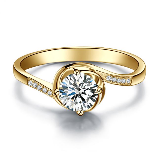 Anello di Fidanzamento Rose Vertige - Diamante Solitario Composto & Oro Giallo | Gemperles