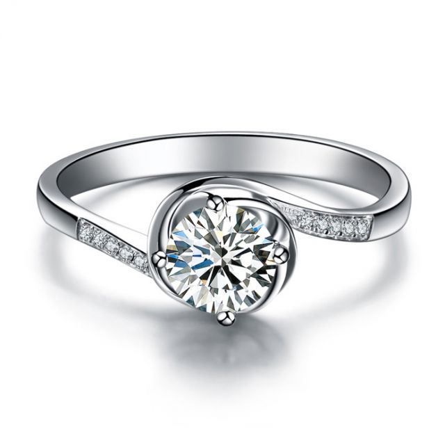Anello di Fidanzamento Rose Vertige - Diamante Solitario Composto & Oro Bianco | Gemperles