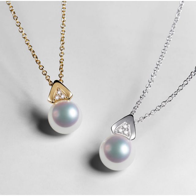 Ciondolo Tsuguka - Oro Giallo 18kt, Diamanti e Perla Akoya