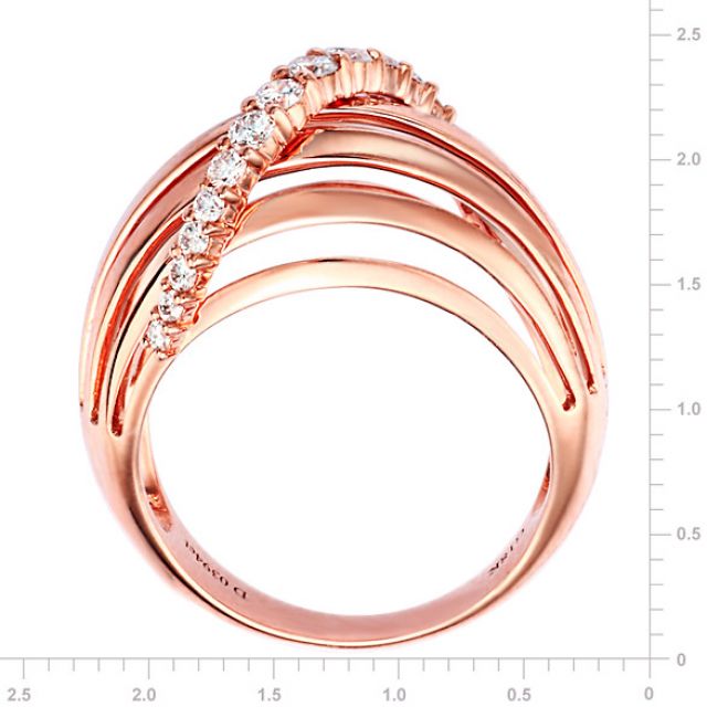 Anello Donna - Oro rosa 5.98gr - Diamanti 0.394ct