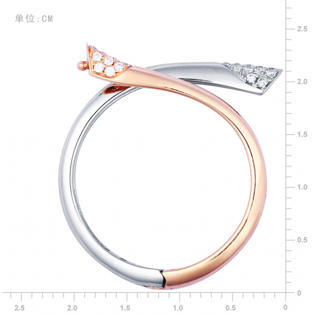 Anello ciondolo cuore - Oro bianco, rosa e diamanti 0160ct
