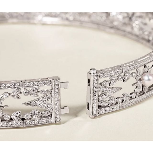 Collana Géométria Préciosa, Diamante d'oro bianco e perla Akoya dal Giappone