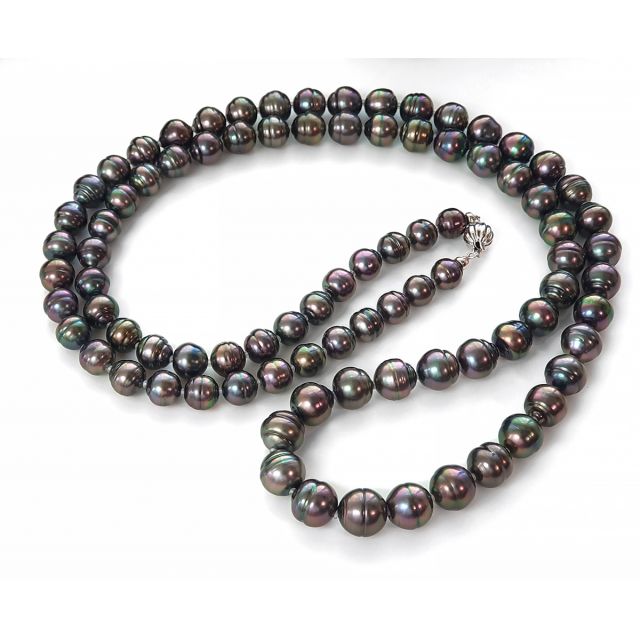 Collana in Perle di Tahiti Nere - Forma Cerchiata 8/11mm