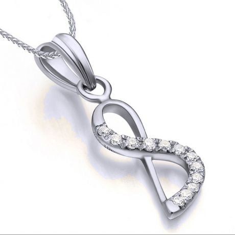 Ciondolo chiffre 8 - Oro bianco 18kt - Diamanti 0.024ct