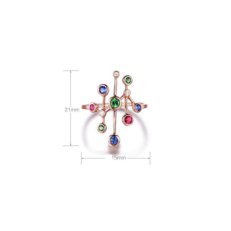 Anello Oro rosa, pietre preziose. Gocce d'amore - 12