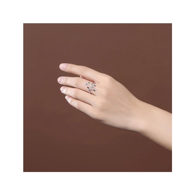 Anello Gocce d'amore. Oro bianco, pietre preziose - 2