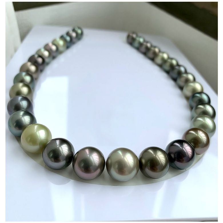 Collana perle di Tahiti multicolores - 13/14mm - AAA - 2