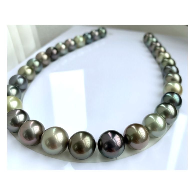 Collana perle di Tahiti multicolores - 13/14mm - AAA - 1