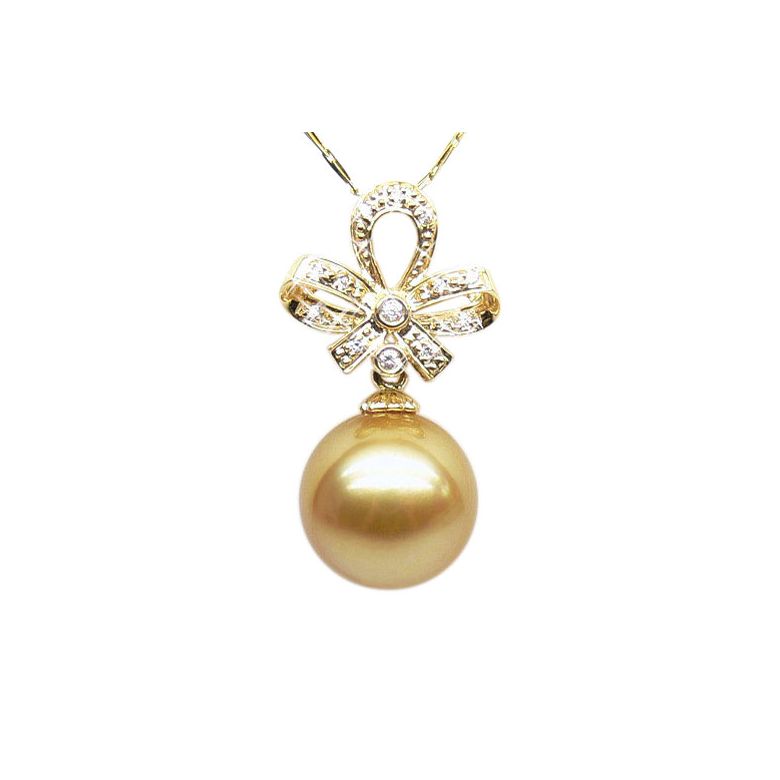 Ciondolo Noeud - Oro Giallo, Diamanti & Perla Gold dei Mari del Sud - 1