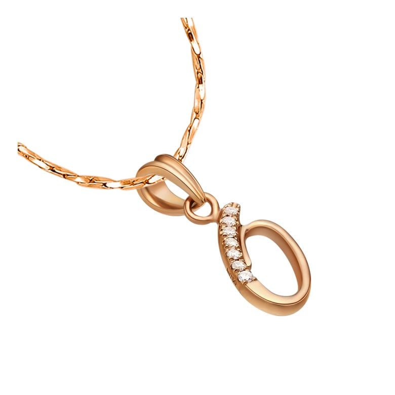 Ciondolo 0 - Chiffre zéro - Oro rosa 18cts e diamanti 0.035ct - 2
