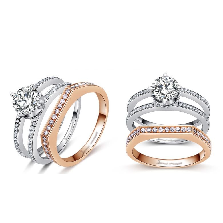 Anello Théophile Gautier - Cher ange, vous êtes belle - Oro bianco, rose - 2