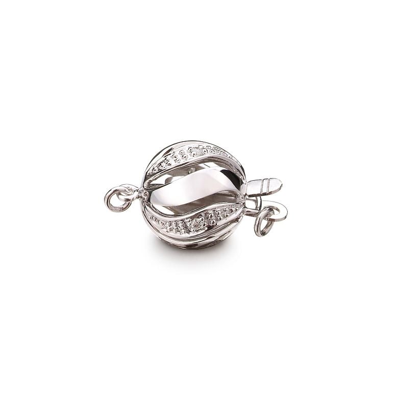Chiusura Melograno 10mm - Oro bianco 18kt & Diamanti. - 1