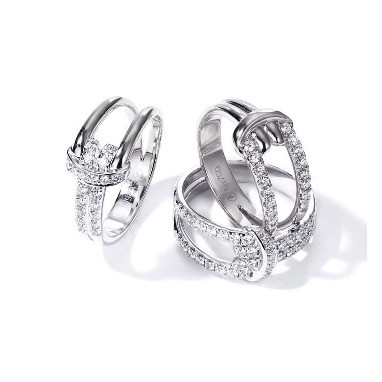 Anello Nodo Marino Oro Bianco, Diamanti | Gemperles - 1