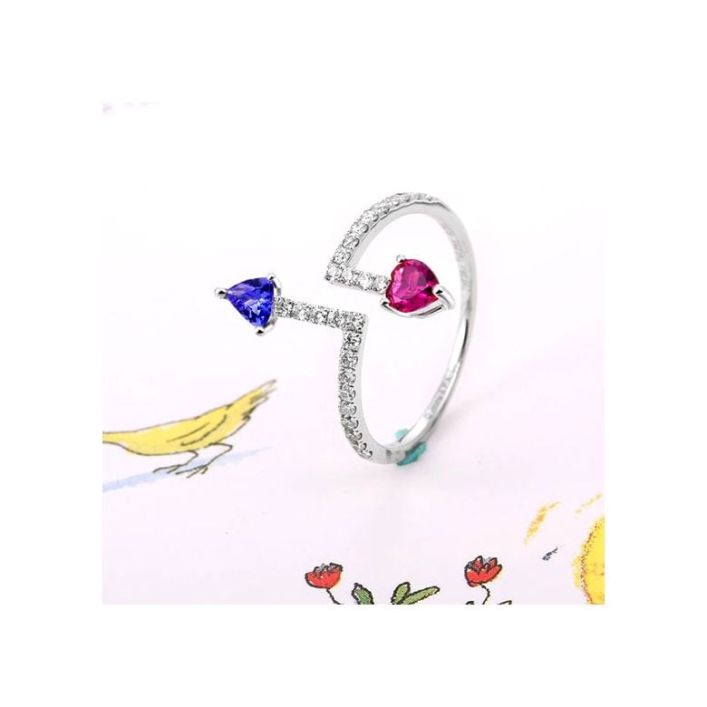 Anello Autre moi. Oro bianco, diamanti, Zaffiri - 3