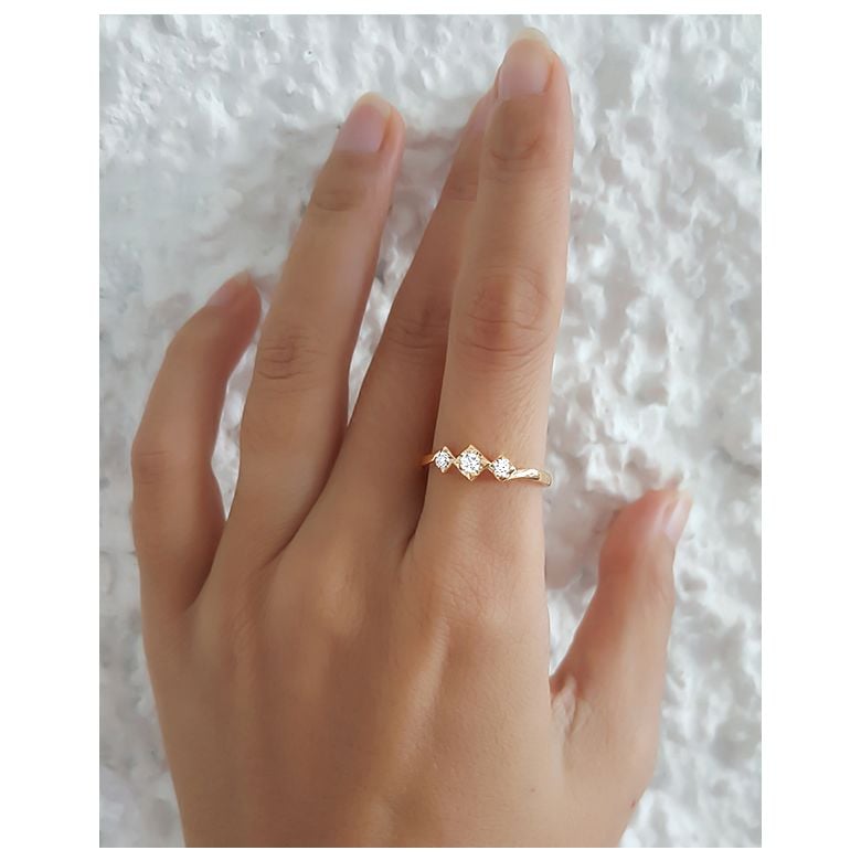 Anello di fidanzamento trilogia in oro giallo - 3 diamanti 0.20ct - 3