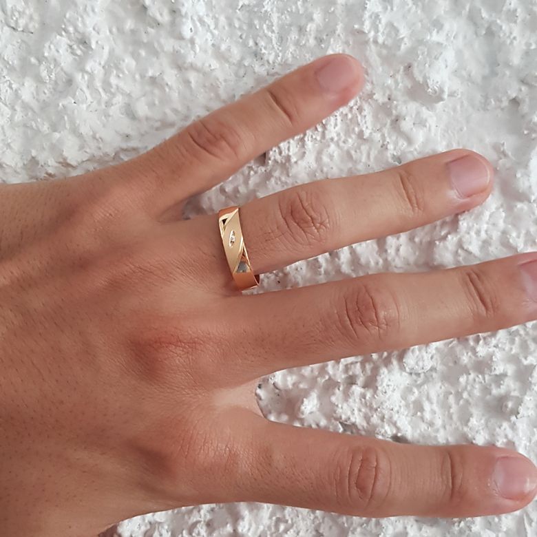Fede Uomo - Oro giallo 5.80gr - Diamante 0.01ct - Rodrigo - 1