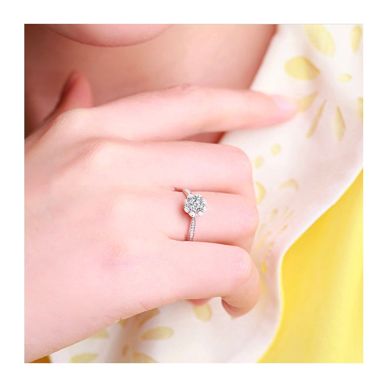 Anello solitario con diamante in oro bianco - Jasmin étoilé - 3