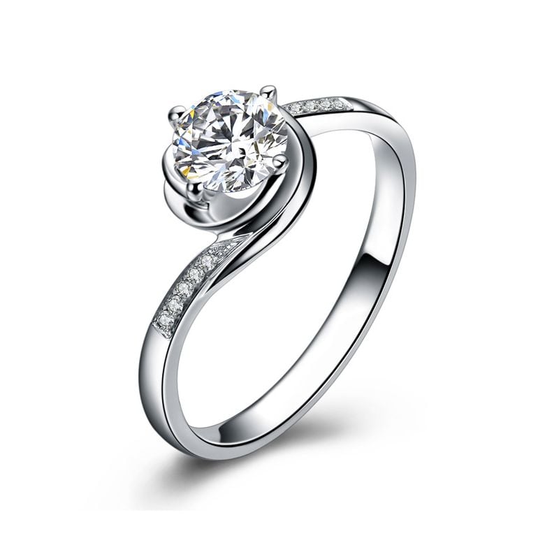 Anello di Fidanzamento Rose Vertige - Diamante Solitario Composto & Oro Bianco | Gemperles - 1