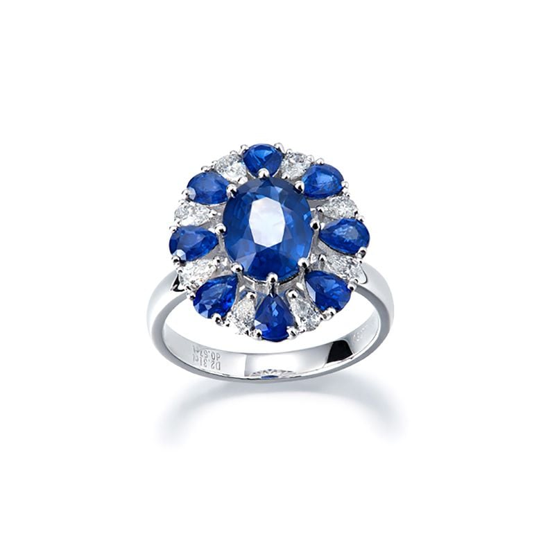 Anello Marguerite Du Cap - Oro Bianco, Diamanti & Zaffiri - 1